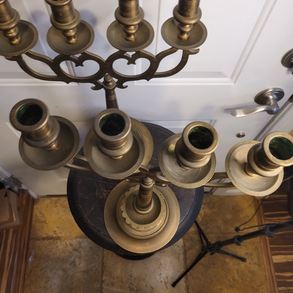 Antique Brass / Bronze Pair of 4 Candle  Candelabras 16.5' - Picture 3 of 14